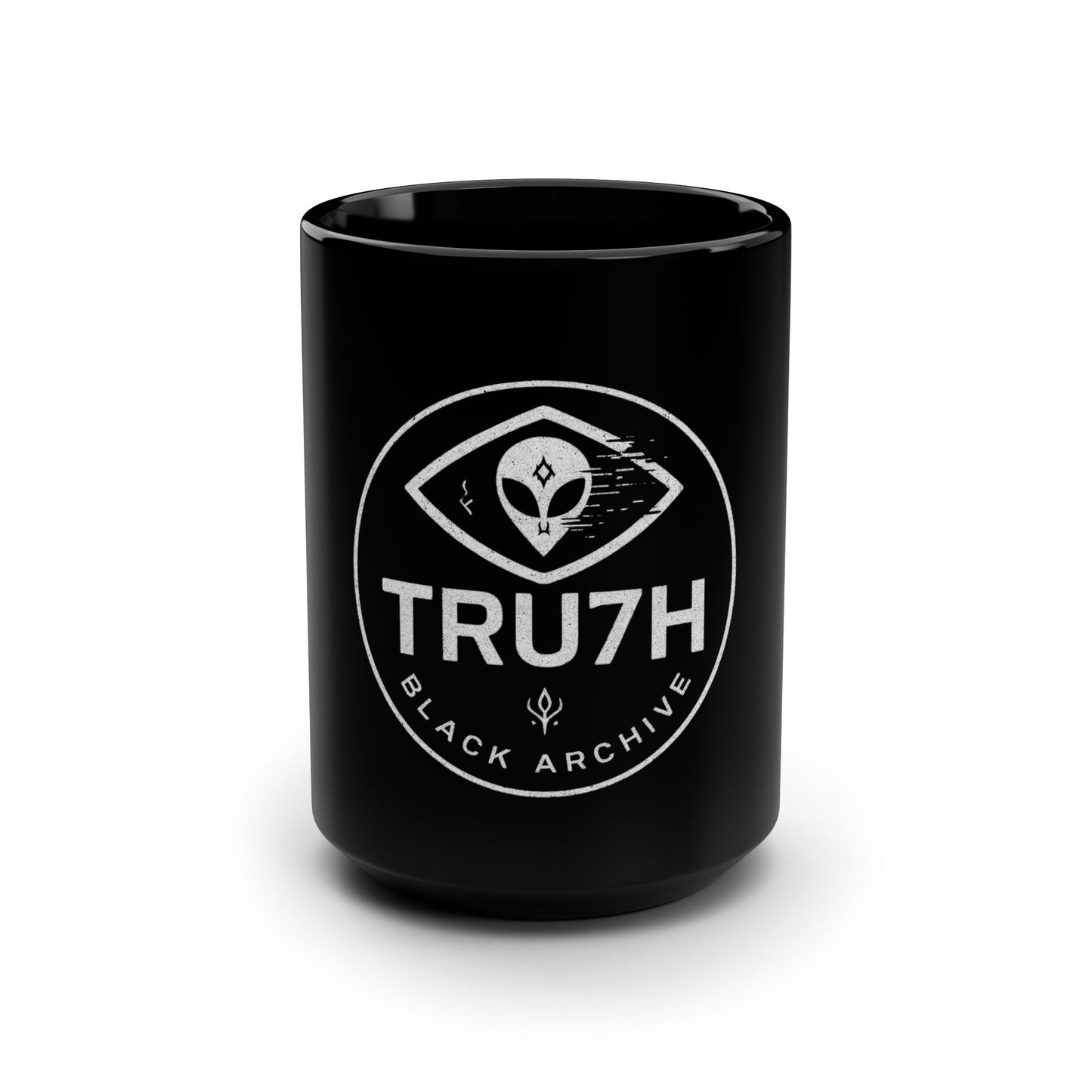 Mystical Black Mug, Alien Design, Coffee Lover's Gift, Perfect for Daily Use, Unique Home Decor, TRU7H Black Archive